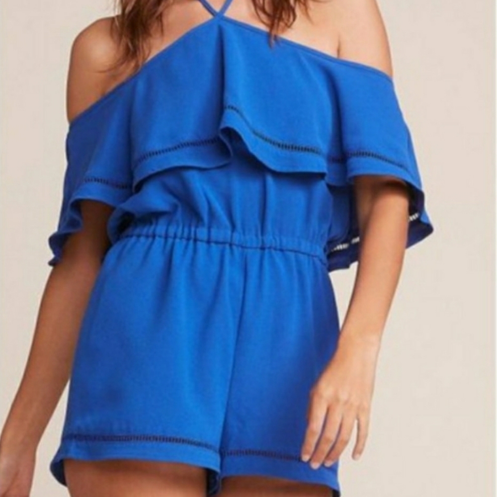 Jack BB Dakota  Blue Feelin Myself Halter Romper L
